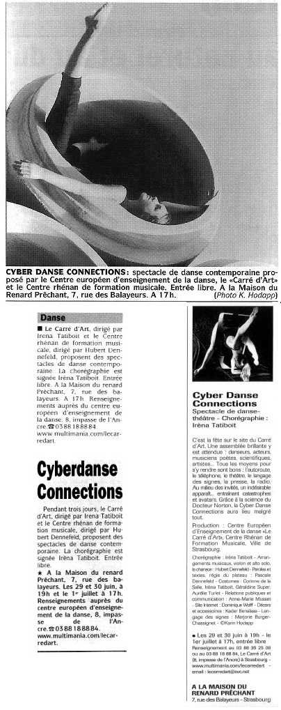 Le Carré d'Art, école de danse à Strasbourg - DNA juin 2000 - Cyber Danse Connexion