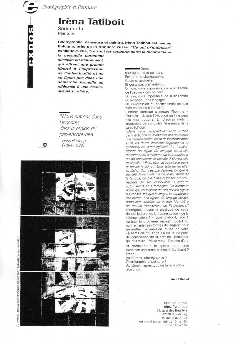 Le Carré d'Art, école de danse à Strasbourg - Hebdoscope, 2000, irena Tatiboit, André Reibel